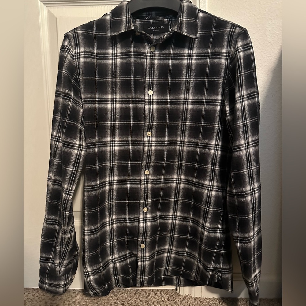 AllSaints Ram skull Men’s Plaid Flannel Shirt Size XS New Without Tags